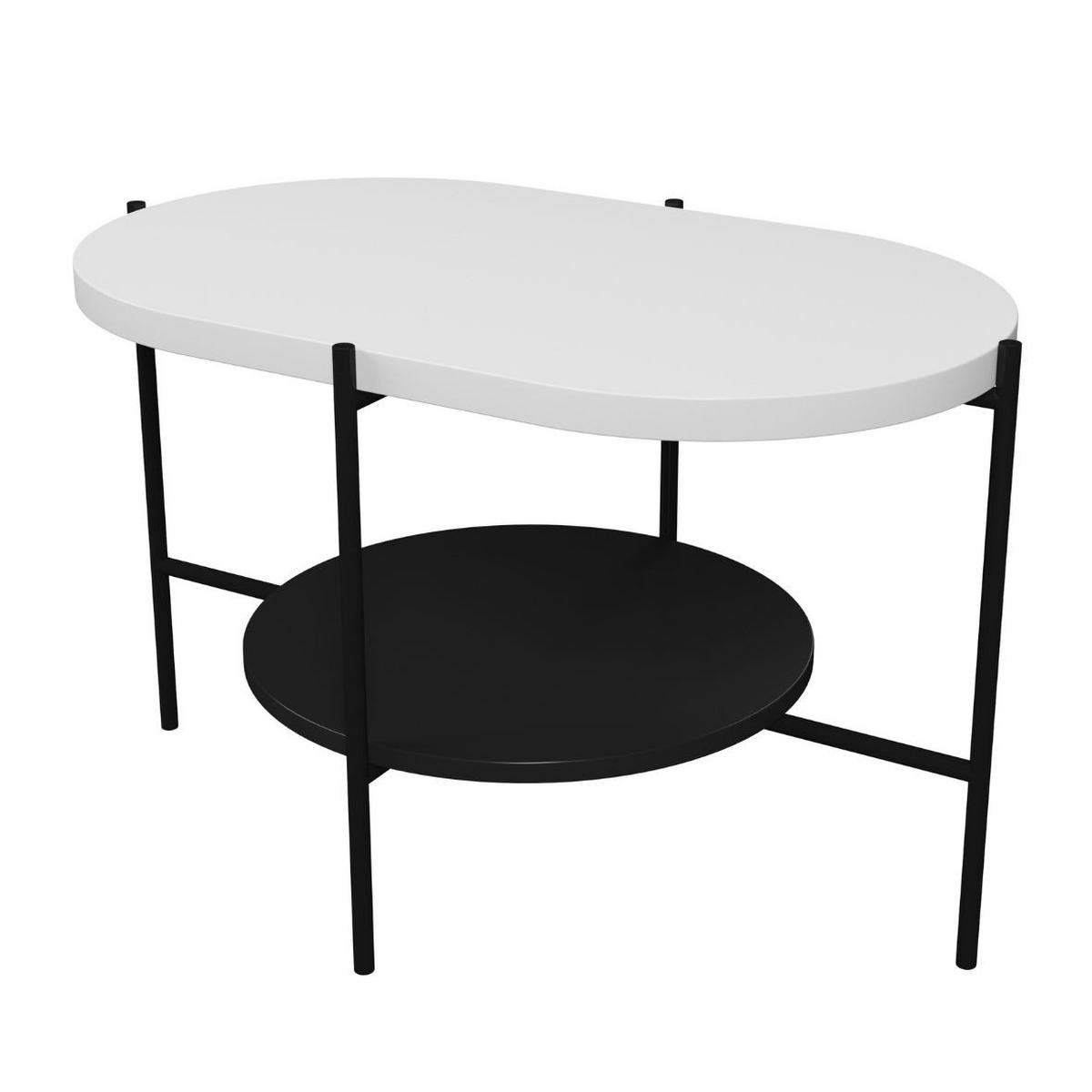 COUCHTISCH Arena Weiß, Schwarz, Oval - Schwarz/Weiß, Holzwerkstoff/Metall (50/80/50cm) - Dancan