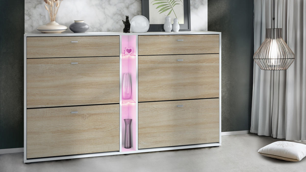 SCHUHSCHRANK Today Fronten in Eiche sägerau - Eiche San Remo, Holzwerkstoff (155.5/95/28cm) - Vladon