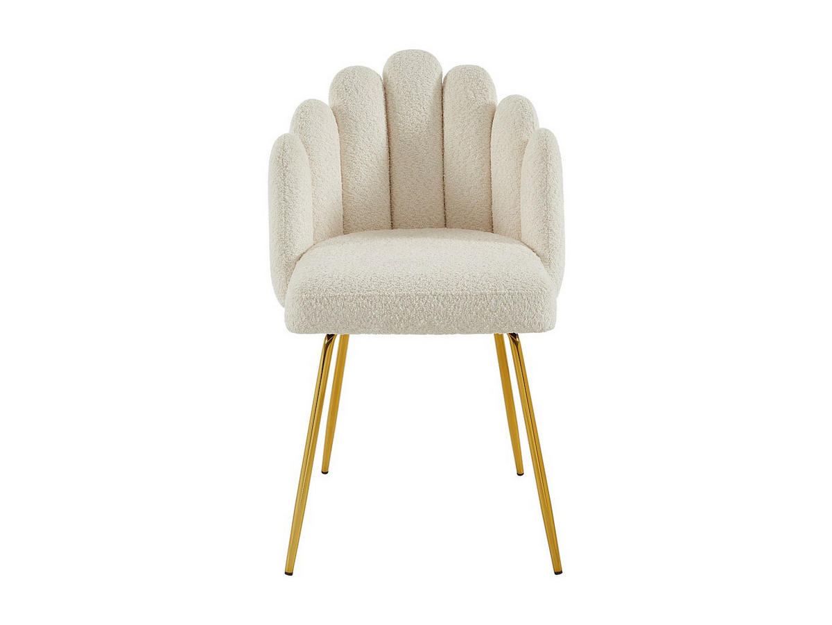 STUHL 6er-Set - Bouclé-Stoff & goldfarbenes Metall - Cremefarben - ALTINAM - Creme, Textil (55/85/57cm) - Pascal Morabito