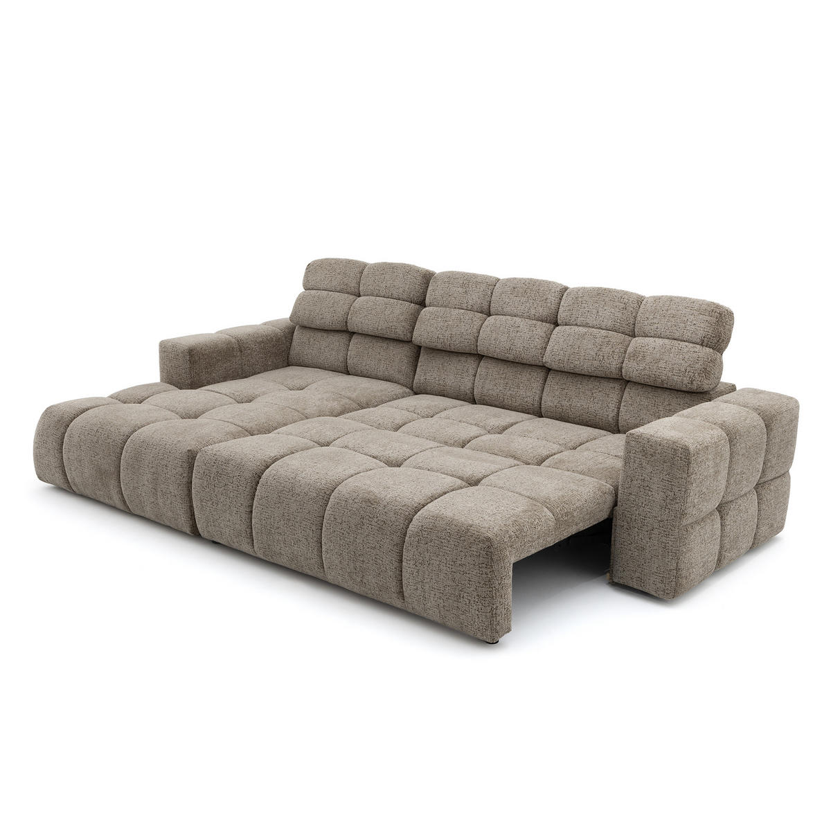 ECKSOFA TENDER Links mit Schlaffunktion und Verstellbare Kopfstützen, Chenille braun - Schwarz/Braun, Holz/Kunststoff (315/176cm) - Muffo