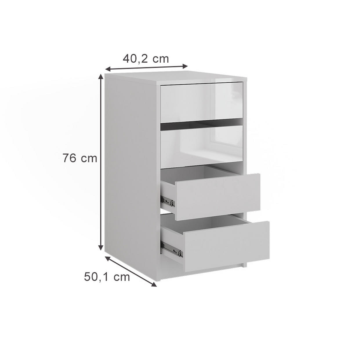 KREDENC Sherry Bílá - vysoce lesklá bílá, kompozitní dřevo (40.2/76/50.1cm) - Vicco