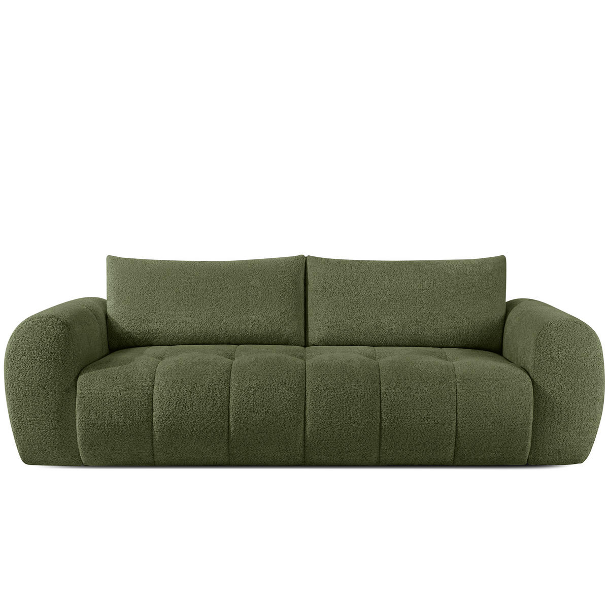 SOFA LIRA mit Pouf, Olivgrün, Bouclé - Olivgrün, Holz/Holzwerkstoff (96/43/50cm) - KONSIMO®