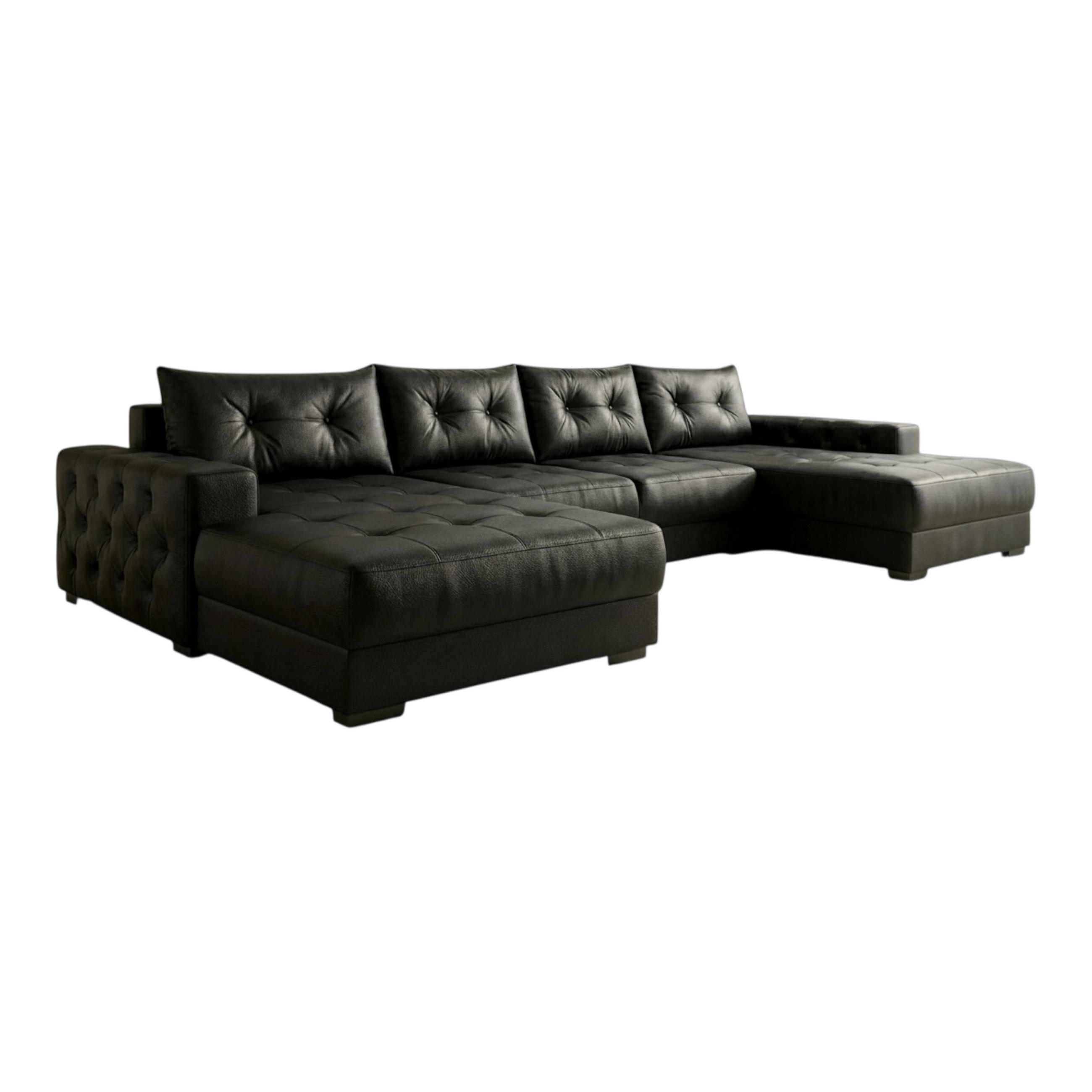ECKSOFA MODENA 320 cm x 185 cm – Stoff: ECO CAYENCE Schwarz 1114 Farbe: Schwarz - Schwarz, Textil (320/185cm) - A&J MöbelLand