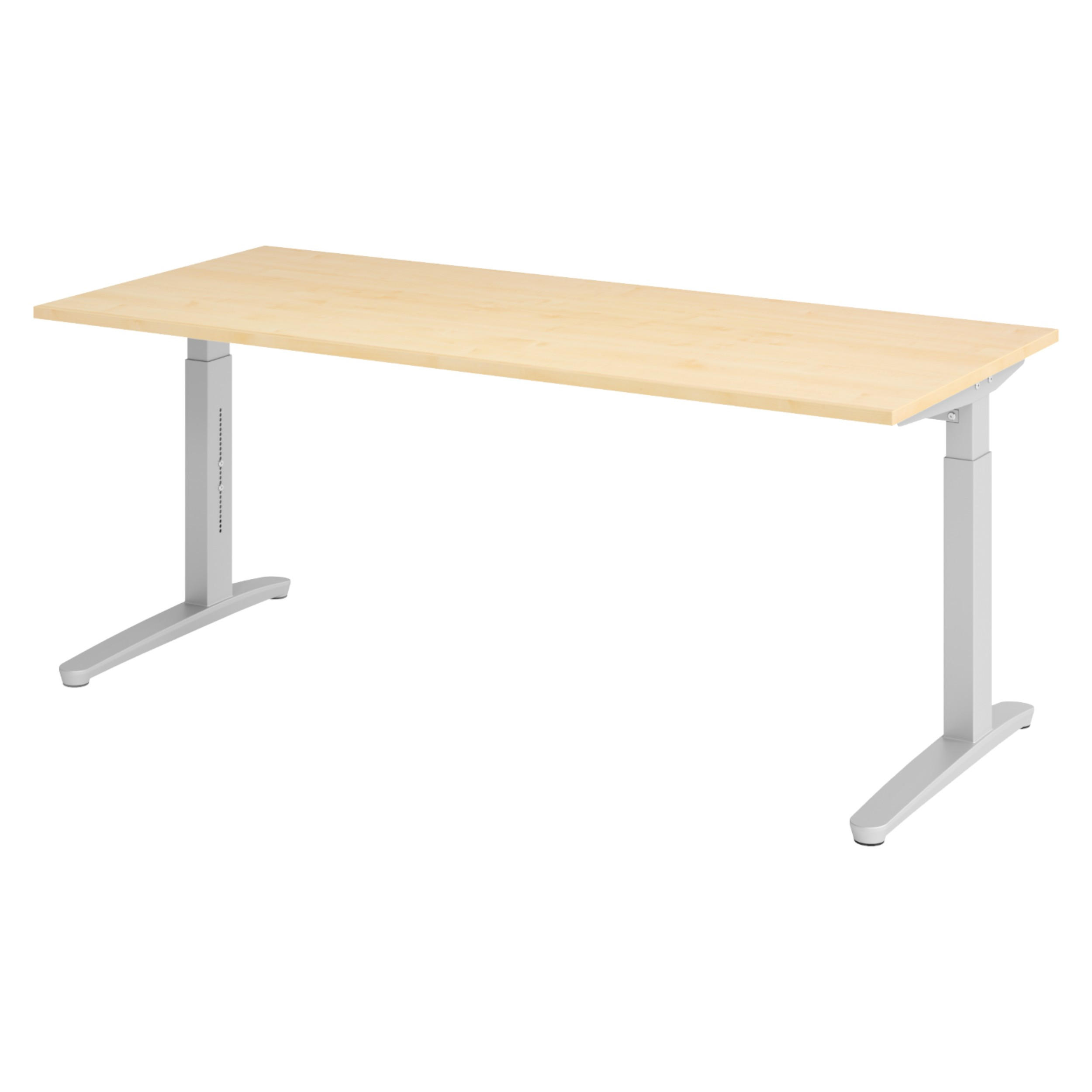 SCHREIBTISCH Serie-XB 80/180/74 cm in Ahornfarben/Silberfarben - Silberfarben/Ahornfarben, Holzwerkstoff (80/180/74cm) - bümö