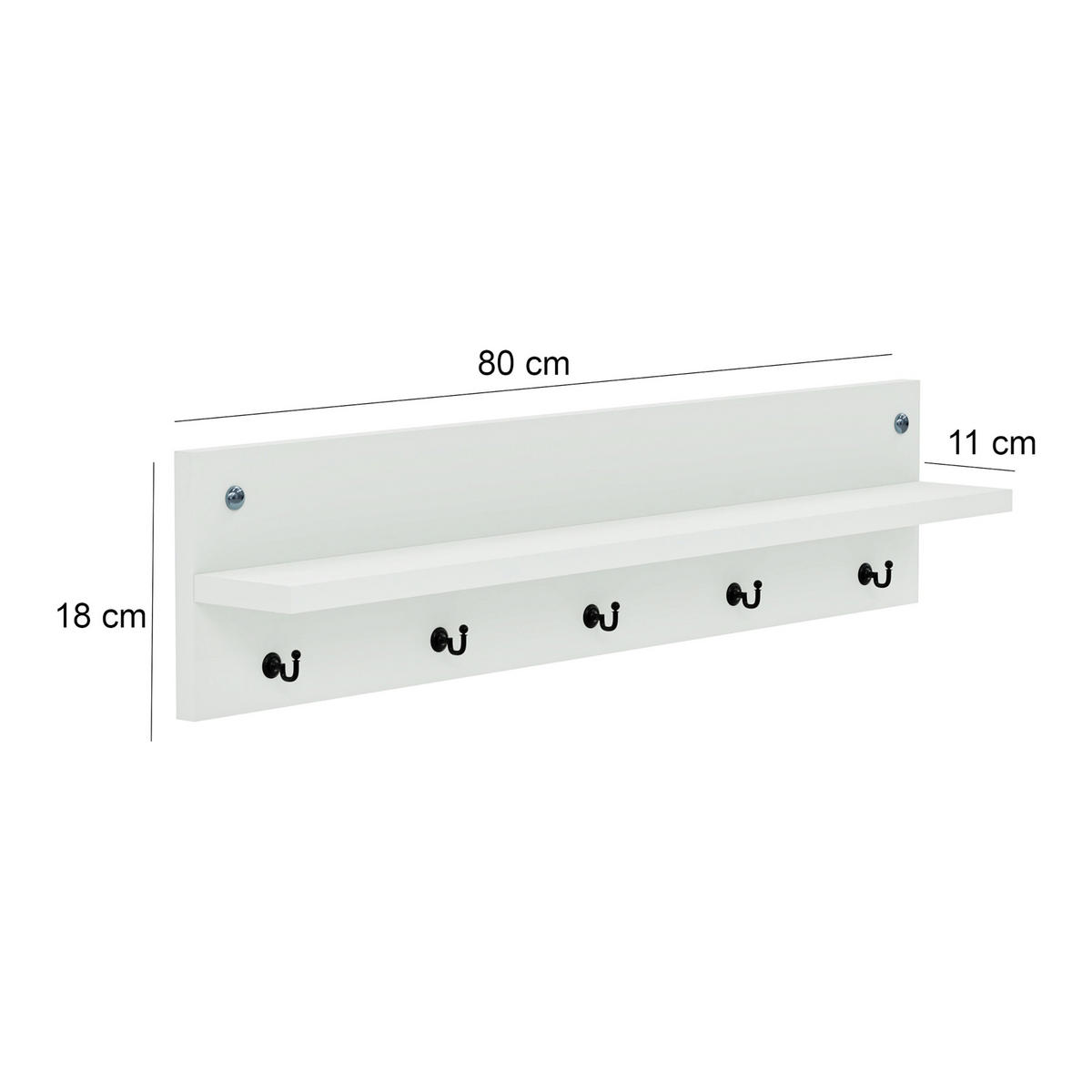GARDEROBENPANEEL Sulkava - Weiß, Holzwerkstoff (80/18/11cm) - [en.casa]