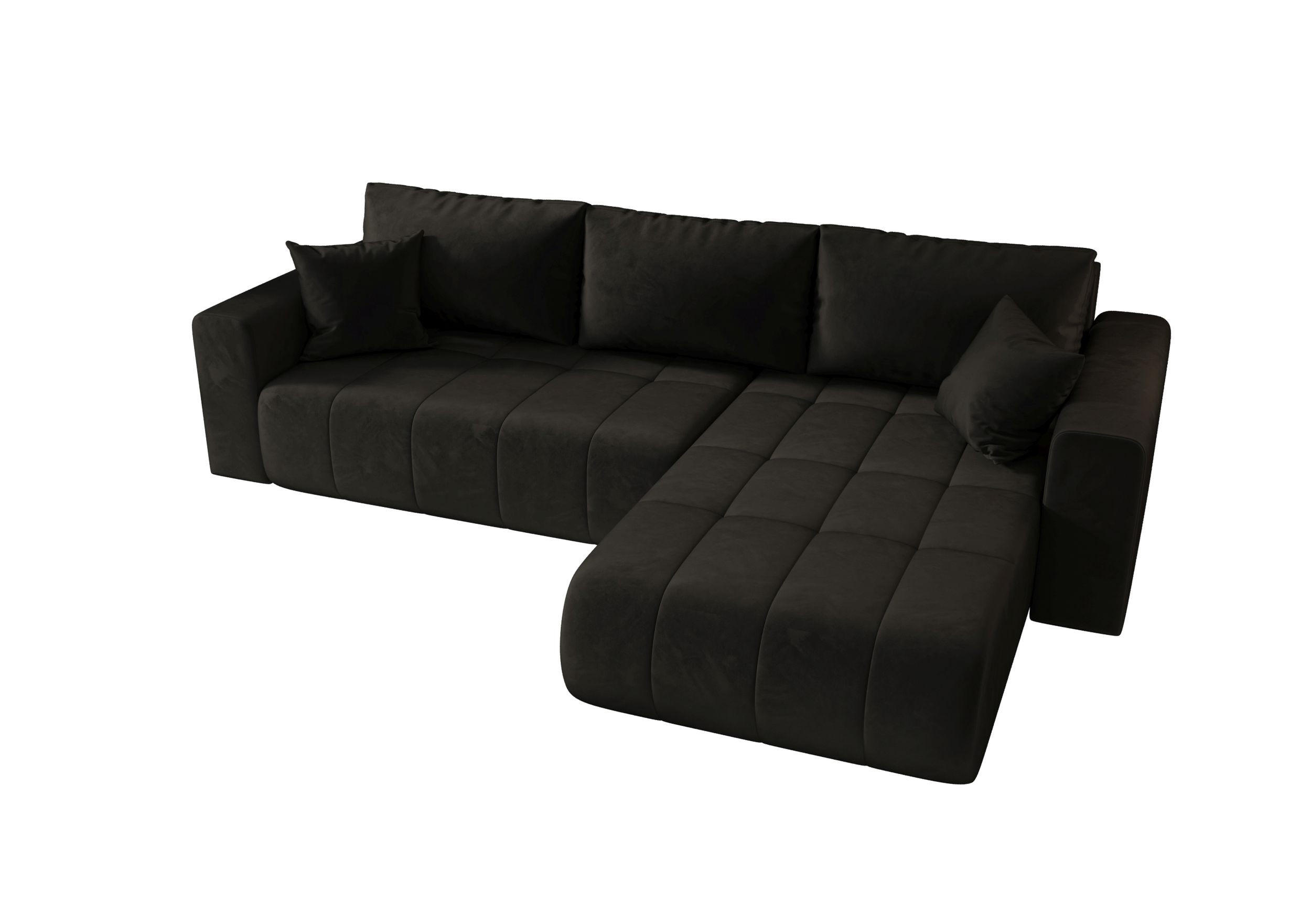 ECKSOFA mit Schlaffunktion MILO R Monolith 95 Rechts - Schwarz, Textil (280/175cm) - Bedante