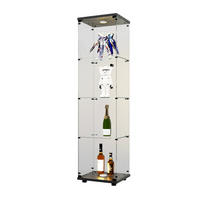 VITRINE LED-Glasvitrine Schwarz Mit Tür, 4 Ebenen, Licht & Schloss - Schwarz, Holz (36/164/42cm)
