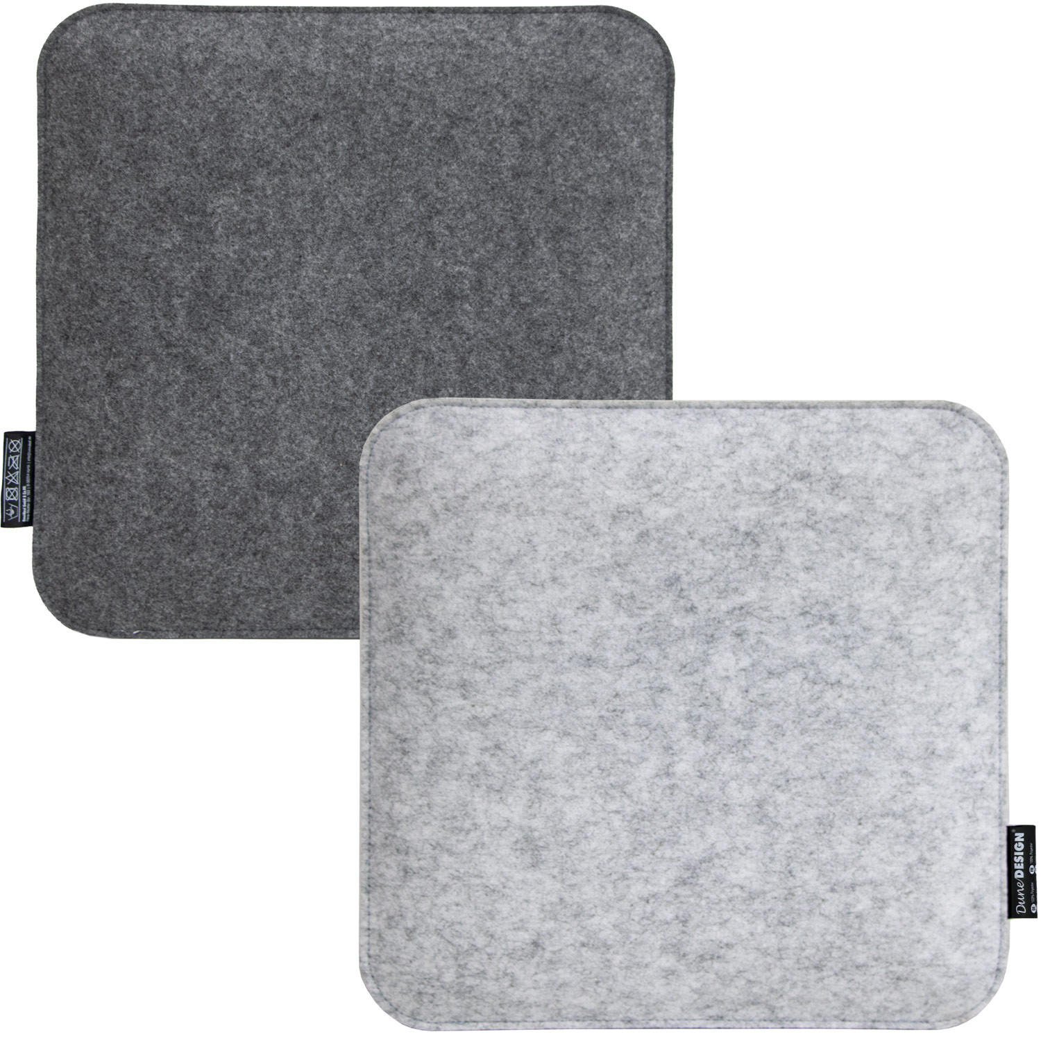 FILZ-SITZKISSEN zum Wenden, 2er Set 35/35/3 cm, Grau - Grau, Kunststoff (35/35/3cm) - Dunedesign