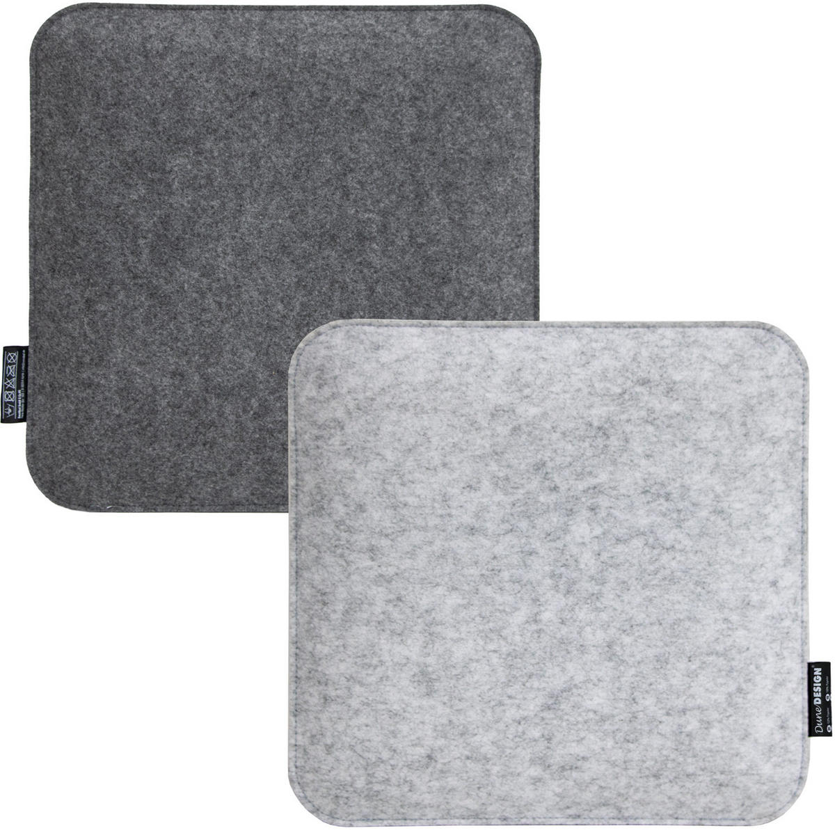 FILZ-SITZKISSEN zum Wenden, 2er Set 35/35/3 cm, Grau - Grau, Kunststoff (35/35/3cm) - Dunedesign