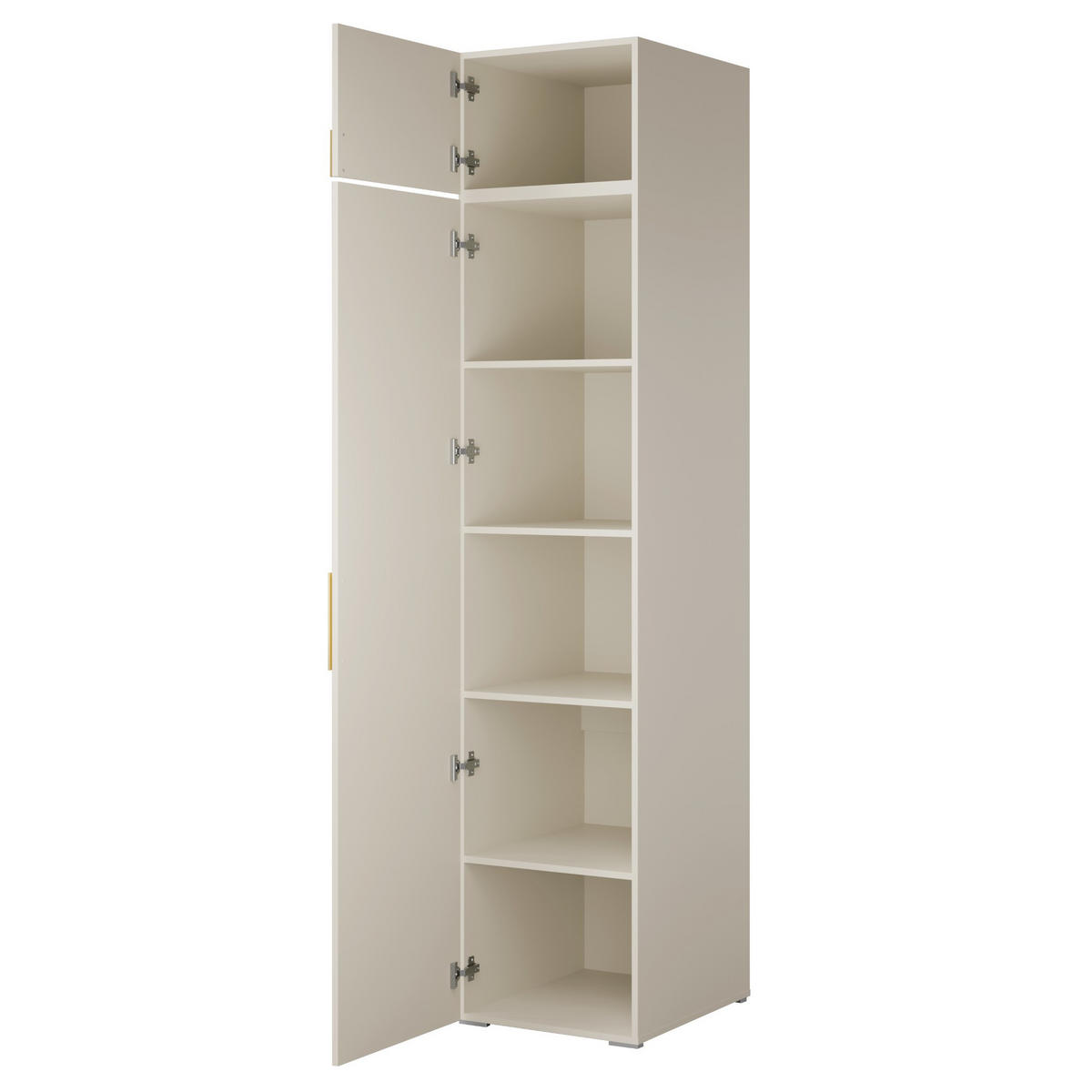 DREHTÜRENSCHRANK mit Einlegeböden und Aufsatz Napoli 1D 50 Kaschmir (schwarzer oder goldener Griff) - Kaschmir/Silberfarben, Holzwerkstoff/Kunststoff (50/35/60cm) - mzm24