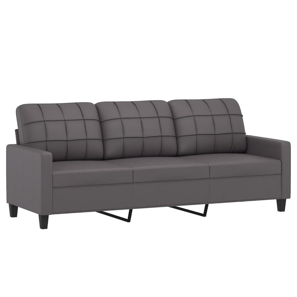 3-SITZER-SOFA Donaueschingen - Grau, Leder (198/80/77cm) - Nettlife