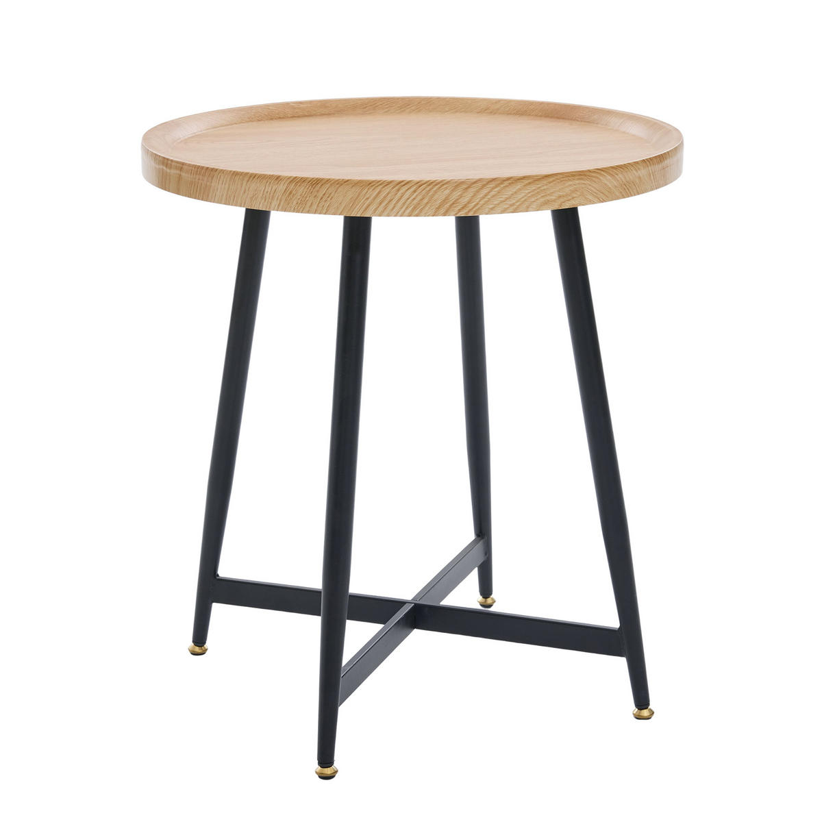 BEISTELLTISCH 55/H 60 cm in Naturholz-Optik mit schwarzem Metallgestell - Naturfarben, Holzwerkstoff (55/55/60cm) - BEAOK