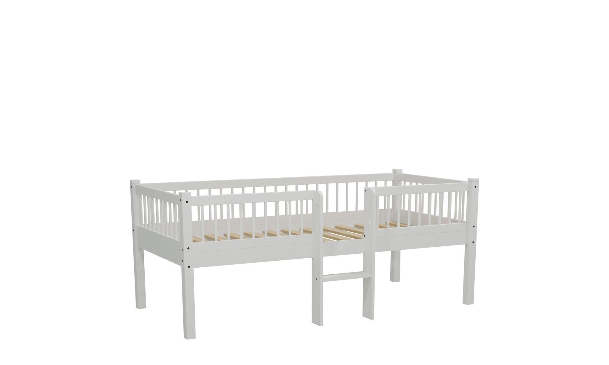 SPIELBETT 90x200 Keeley Eiche Weiß mit Leiter Holz - Weiß, Holz (90/200cm) - 58aufmkessel