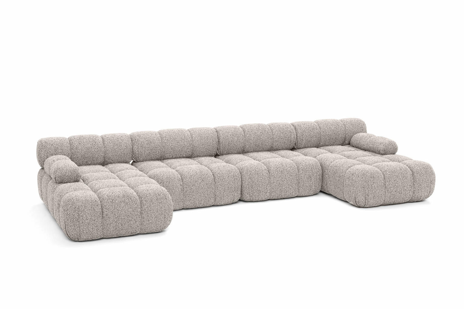 ECKSOFA U-Form XL, Stoff Bouclé Abriamo, Beige, Selia U XL - Beige, Holz (380/70/160cm) - Kaiser Möbel