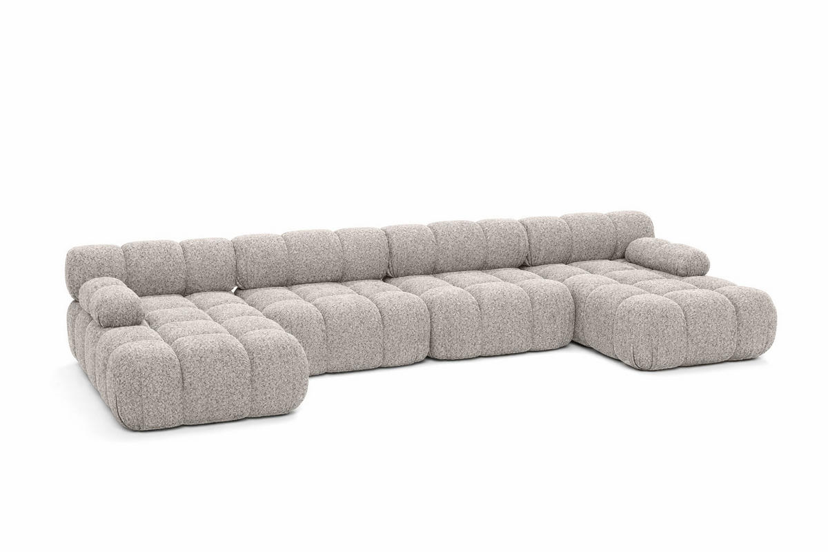 ECKSOFA U-Form XL, Stoff Bouclé Abriamo, Beige, Selia U XL - Beige, Holz (380/70/160cm) - Kaiser Möbel