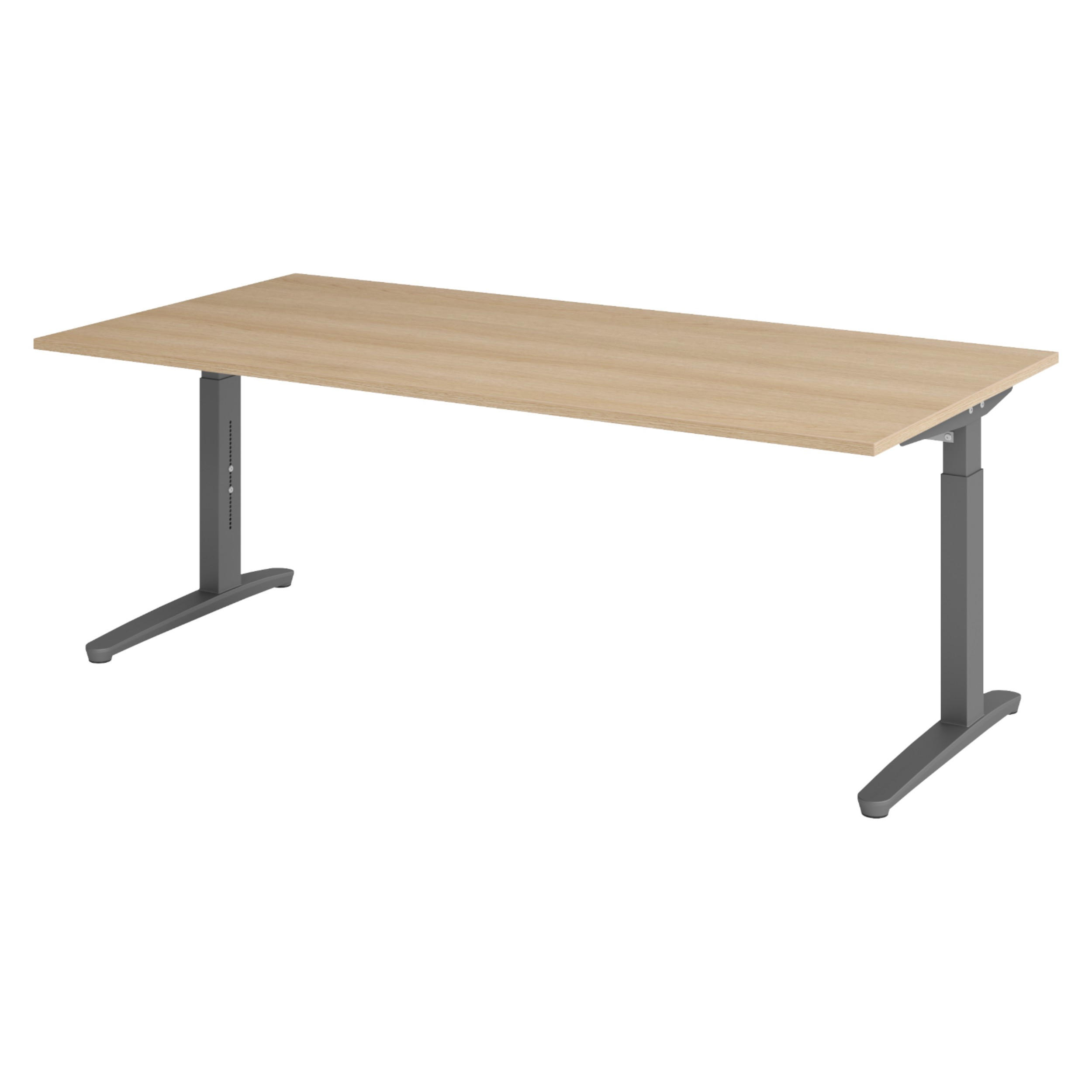 SCHREIBTISCH Serie-XB 100/200/74 cm in Eichefarben/Graphitfarben - Eichefarben/Graphitfarben, Holzwerkstoff (100/200/74cm) - bümö