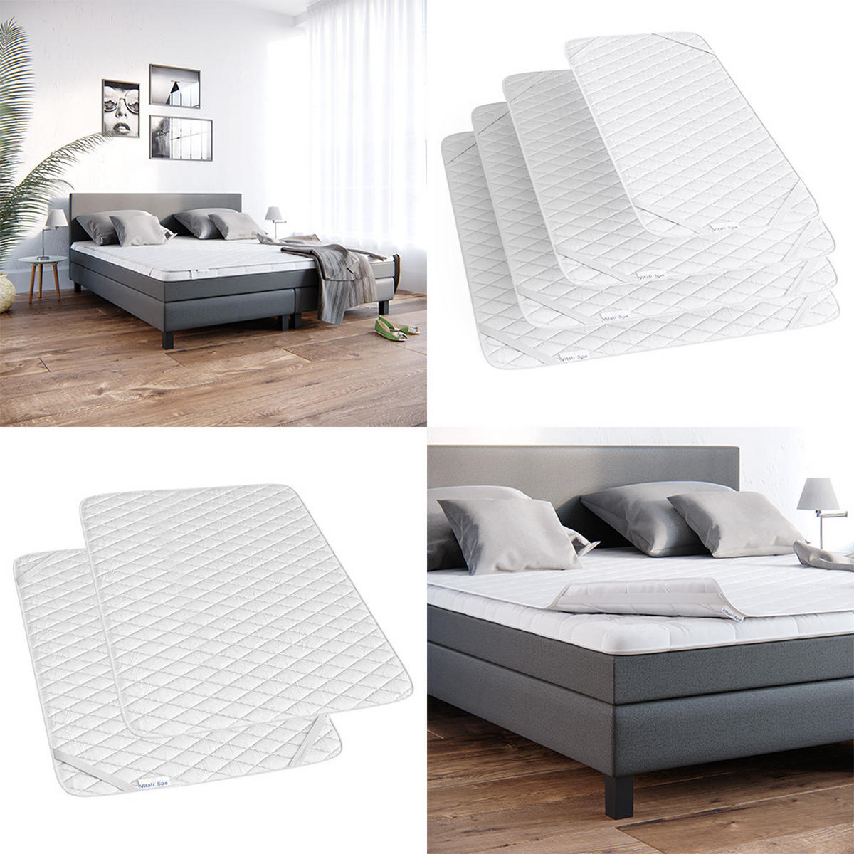 MATRATZENSCHONER Weiß 140 x 200 cm Versteppung - Weiß, Textil - VitaliSpa