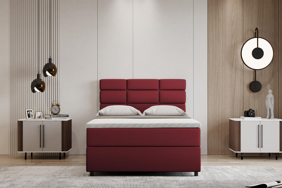 BOXBETT Reve 120 x 200 cm mit Bettkasten und Lattenrost ohne matratze - rot - Rot, Holz (120/206cm) - Panda Möbel