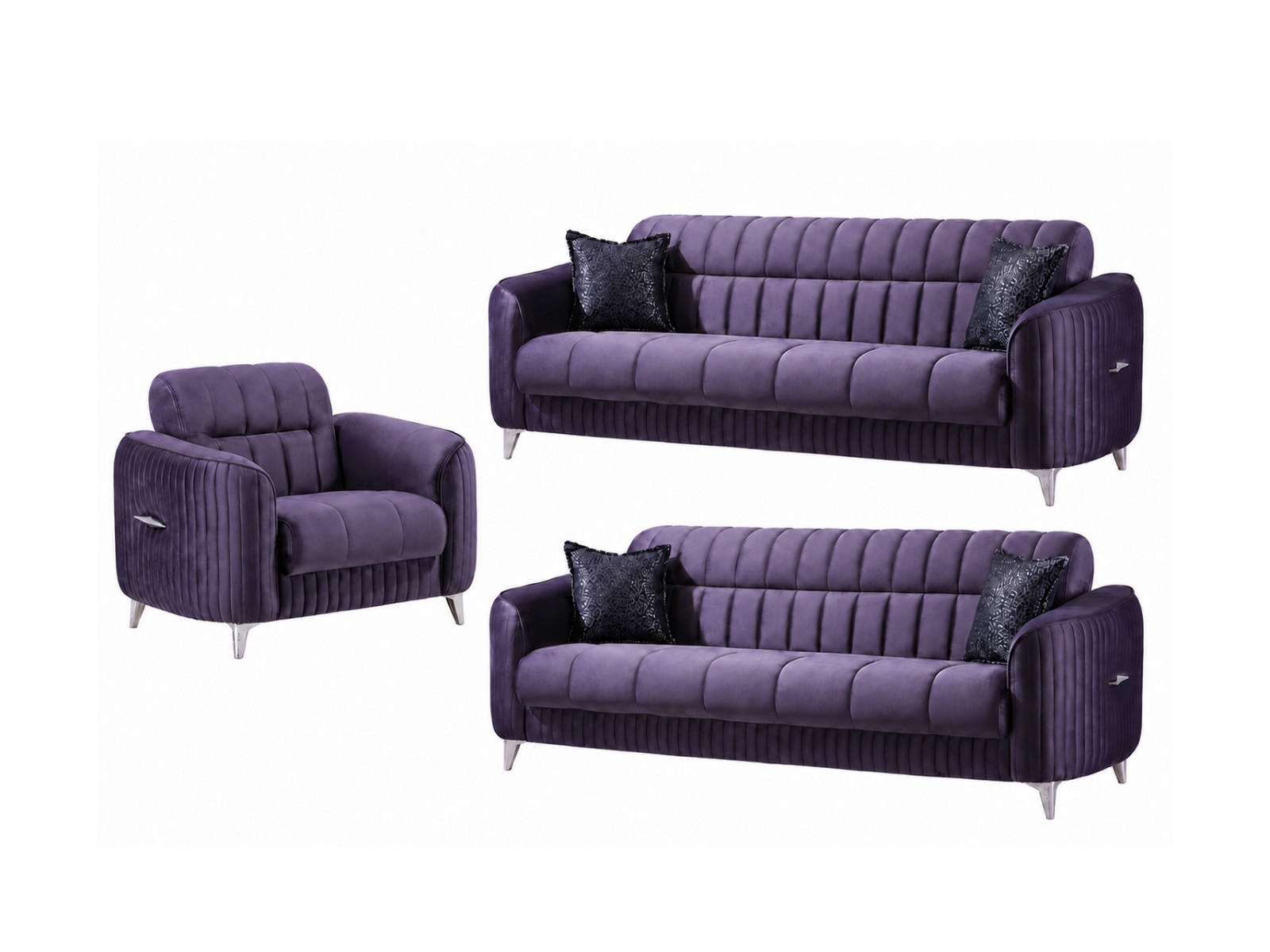 SITZGARNITUR Salta, Anthrazit Stellvariante 3+3+1 - Anthrazit, Holzwerkstoff/Kunststoff (220/87/90cm)