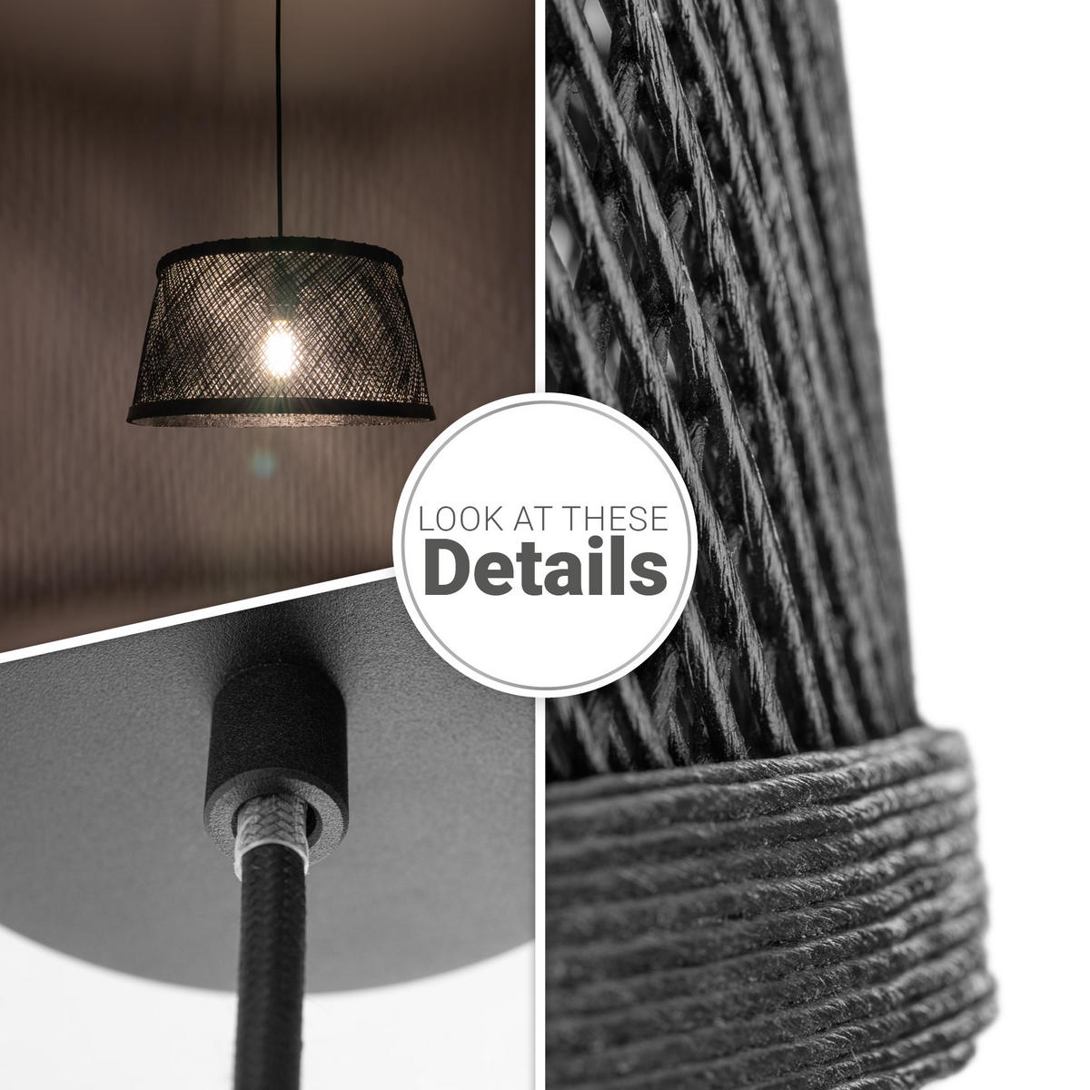 PENDELLEUCHTE Rama - Schwarz, Metall (42/42/22cm) - Paco Home