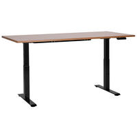 ÍRÓASZTAL barnásfekete 180/80 cm elektromos állítható magasságú Destin III - sötétbarna/fekete, fa (160/72/128cm) - Beliani