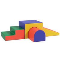 BAUSTEINSET 4er-Set Schaumstoff Bausteine Bauspielzeug für 1-3 Jahre alt Kinder - Rot/Grün, Kunststoff (50/39/150cm) - HOMCOM