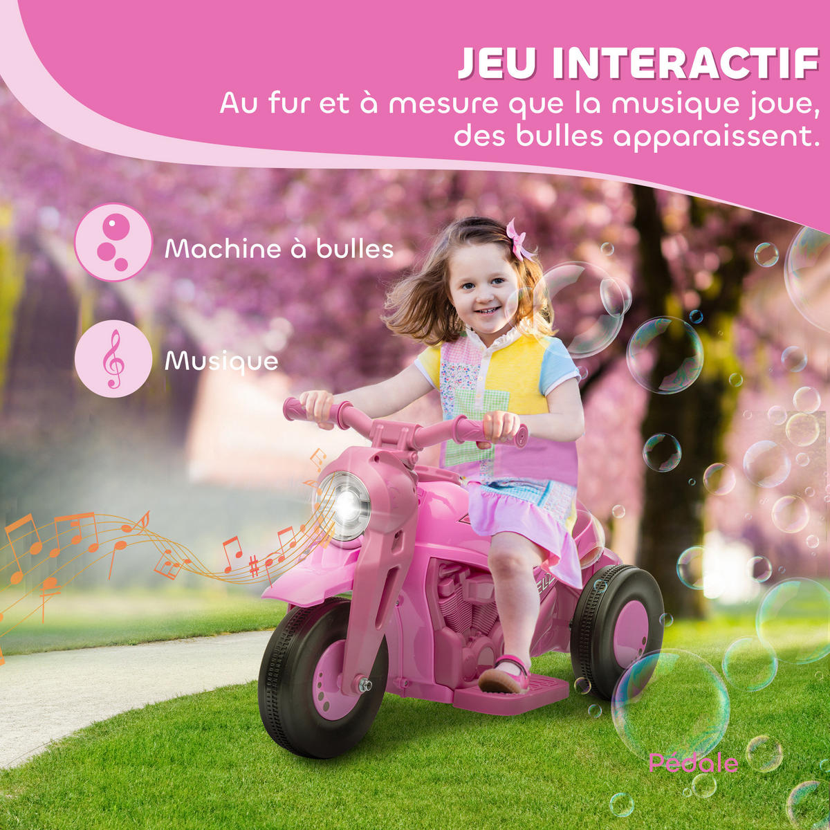 ELEKTRO-MOTORRAD DE-13055 Blubberfunktion Rosa - Pink, Kunststoff (80/36/43.5cm) - ComfortXL