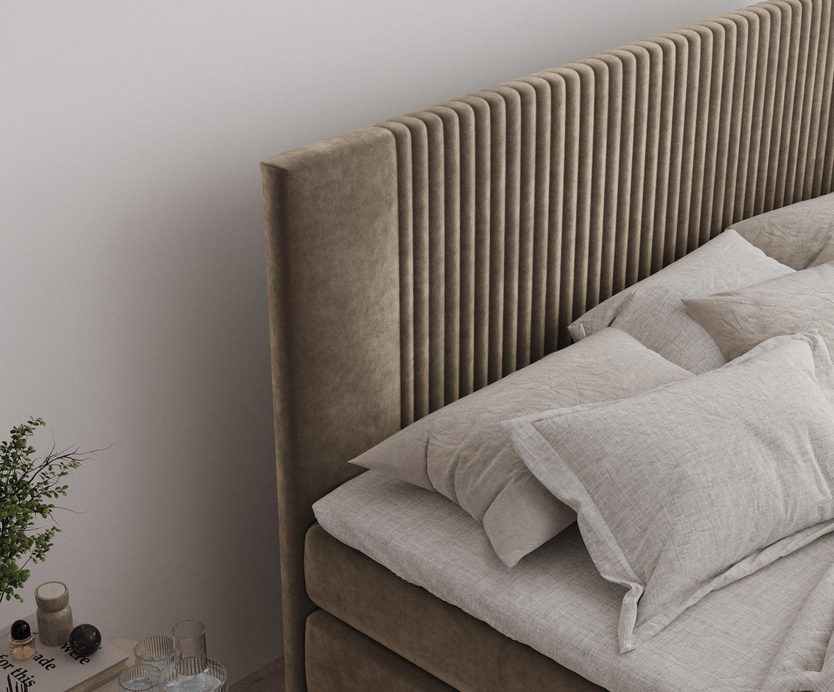 BOXSPRINGBETT Bergamo Braun 160/200 cm - Schwarz/Braun, Holz/Holzwerkstoff (160/200cm) - Maison de Reve