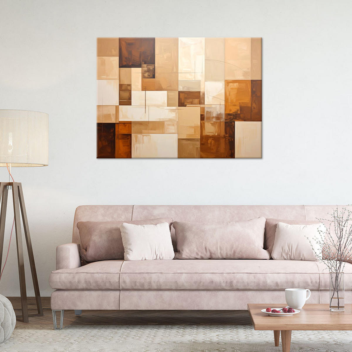 LEINWANDBILD 3D und geometrisch 90x60cm - Beige, Textil (90/60cm) - Feeby