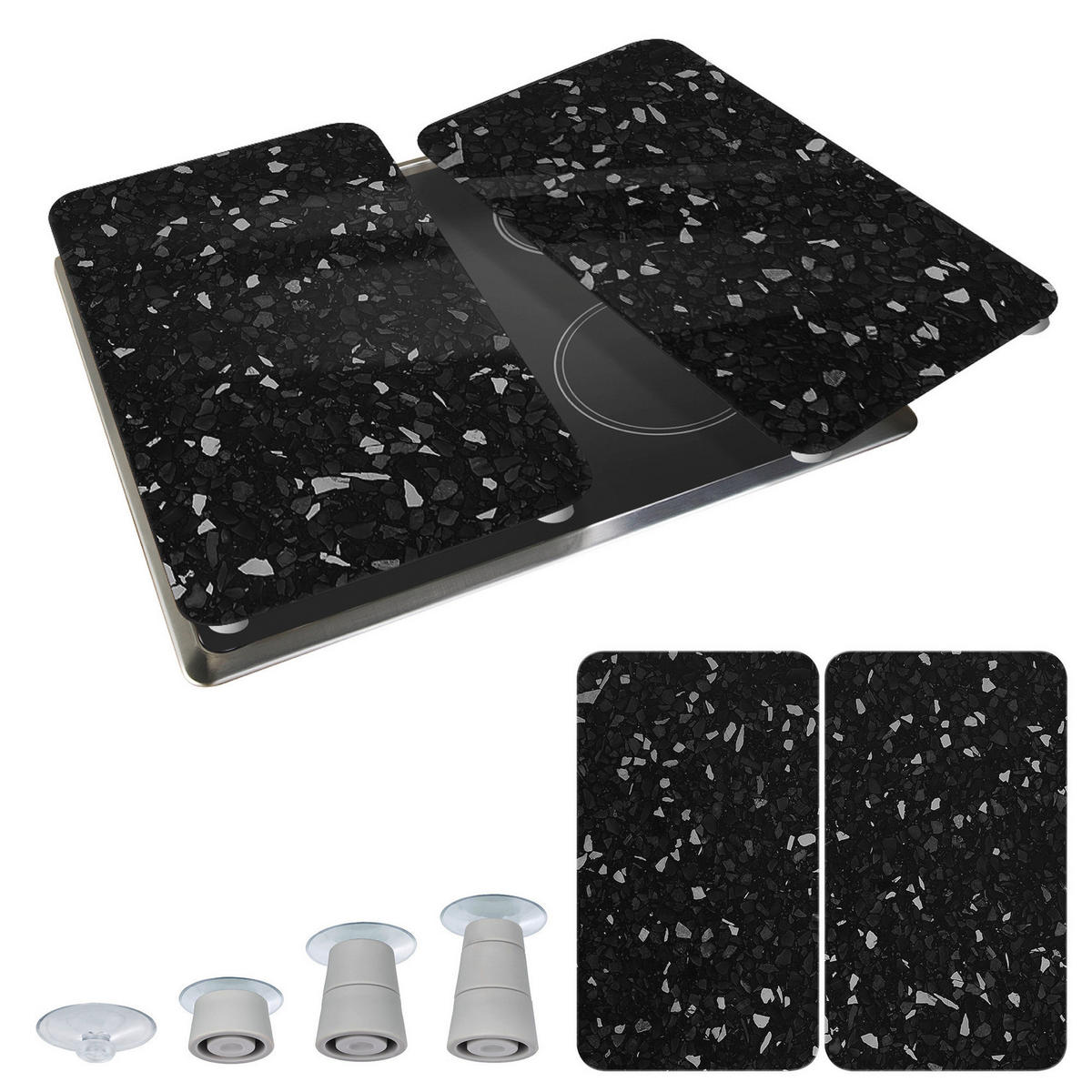 HERDABDECKPLATTEN aus Glas - Schwarz, Glas (30/5.5/52cm) - Wenko
