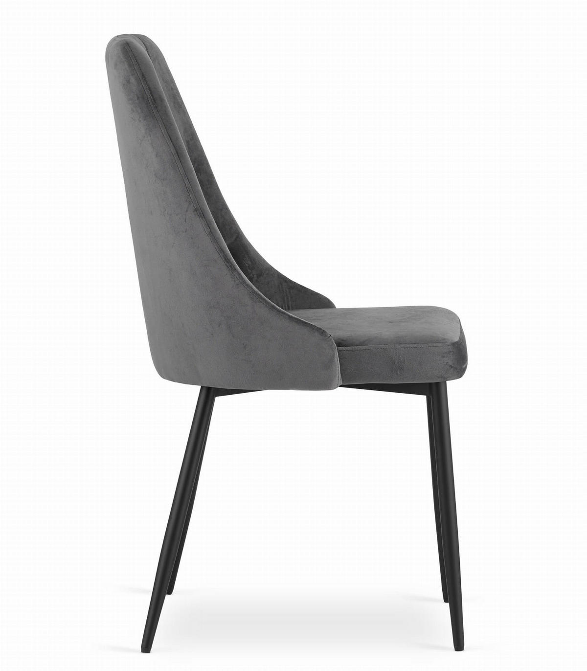 STUHL BRISIGHELLA 6-er Set, Grau, mit Samtstoff gepolstert - Anthrazit, Textil/Metall (49/94/61cm) - Komodee
