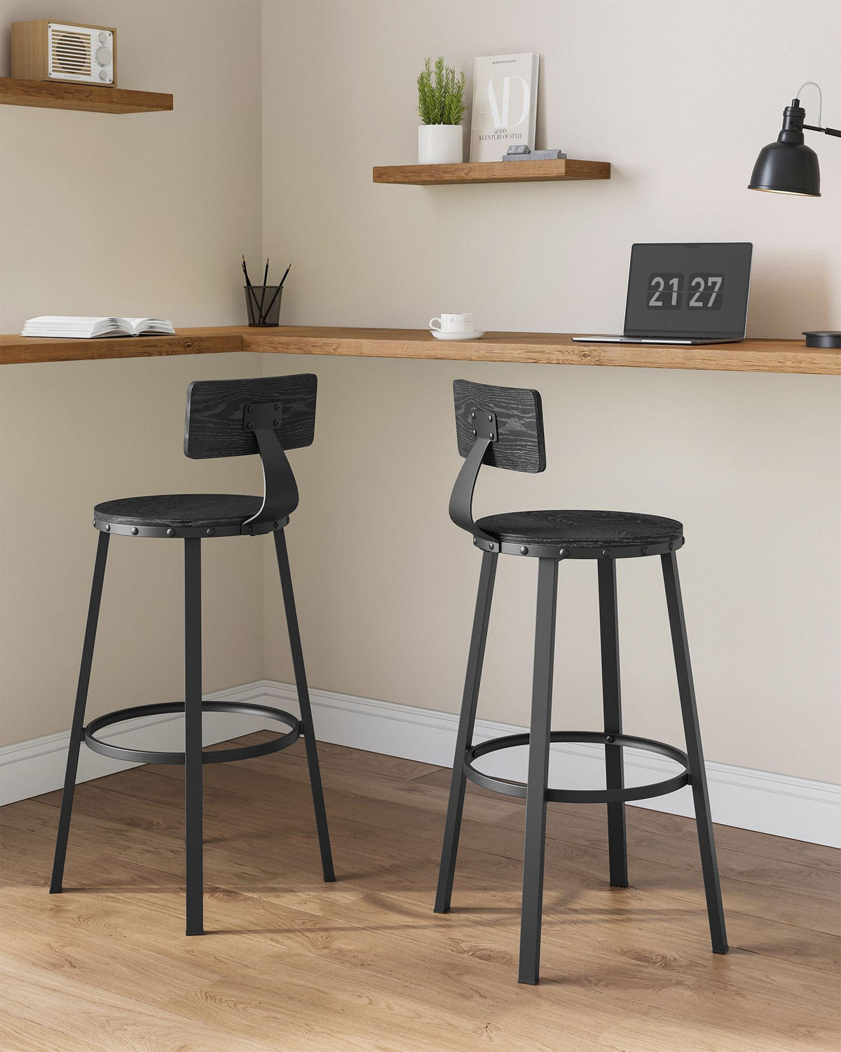 BARHOCKER ADDIS ABABA 2ER-SET - Eukalyptusholzfarben, Holzwerkstoff (54/99/54cm) - Hansiro