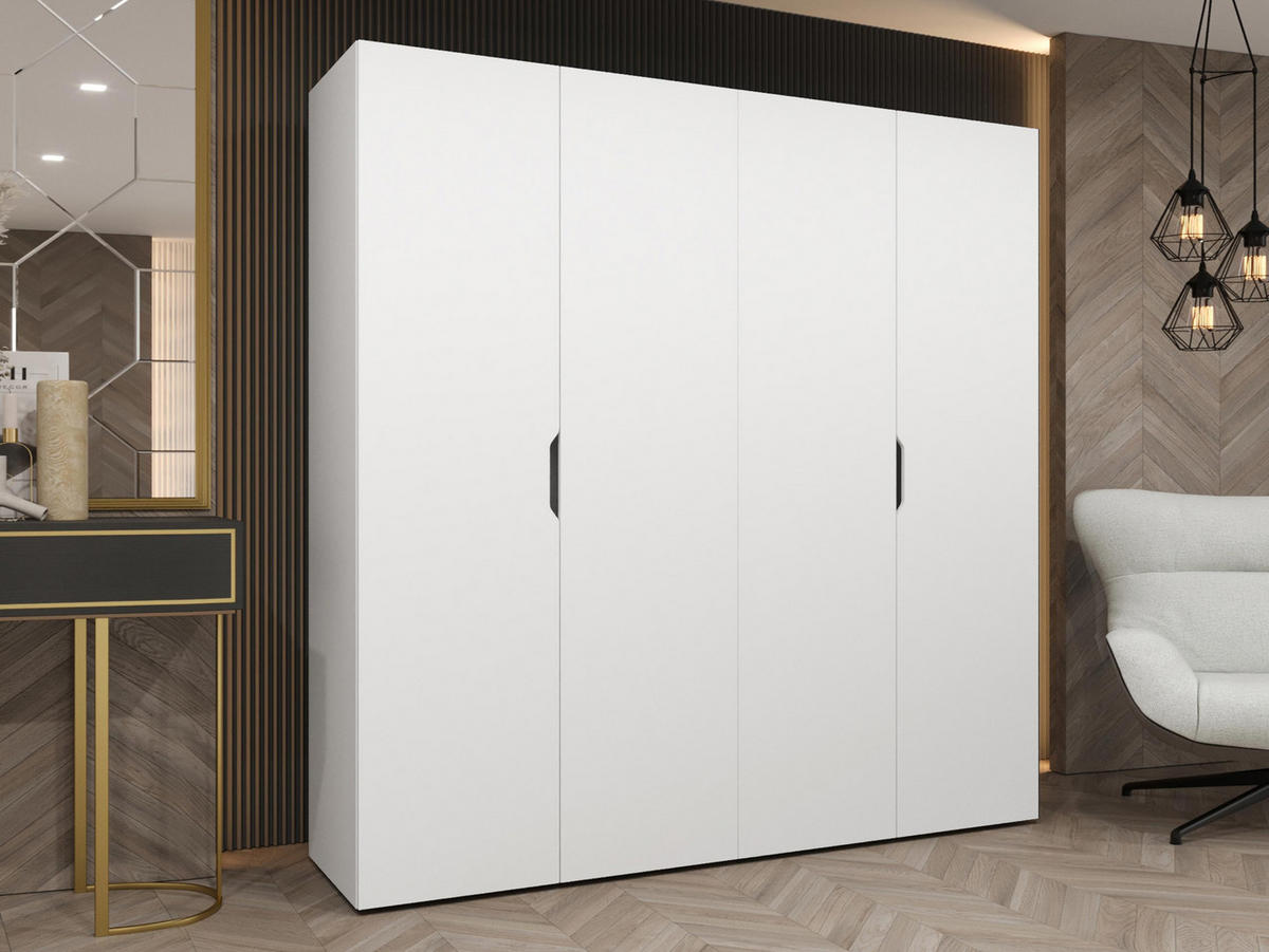 DREHTÜRENSCHRANK Malaga 200 - Weiß, Holzwerkstoff (200/202/52cm) - MIRJAN24