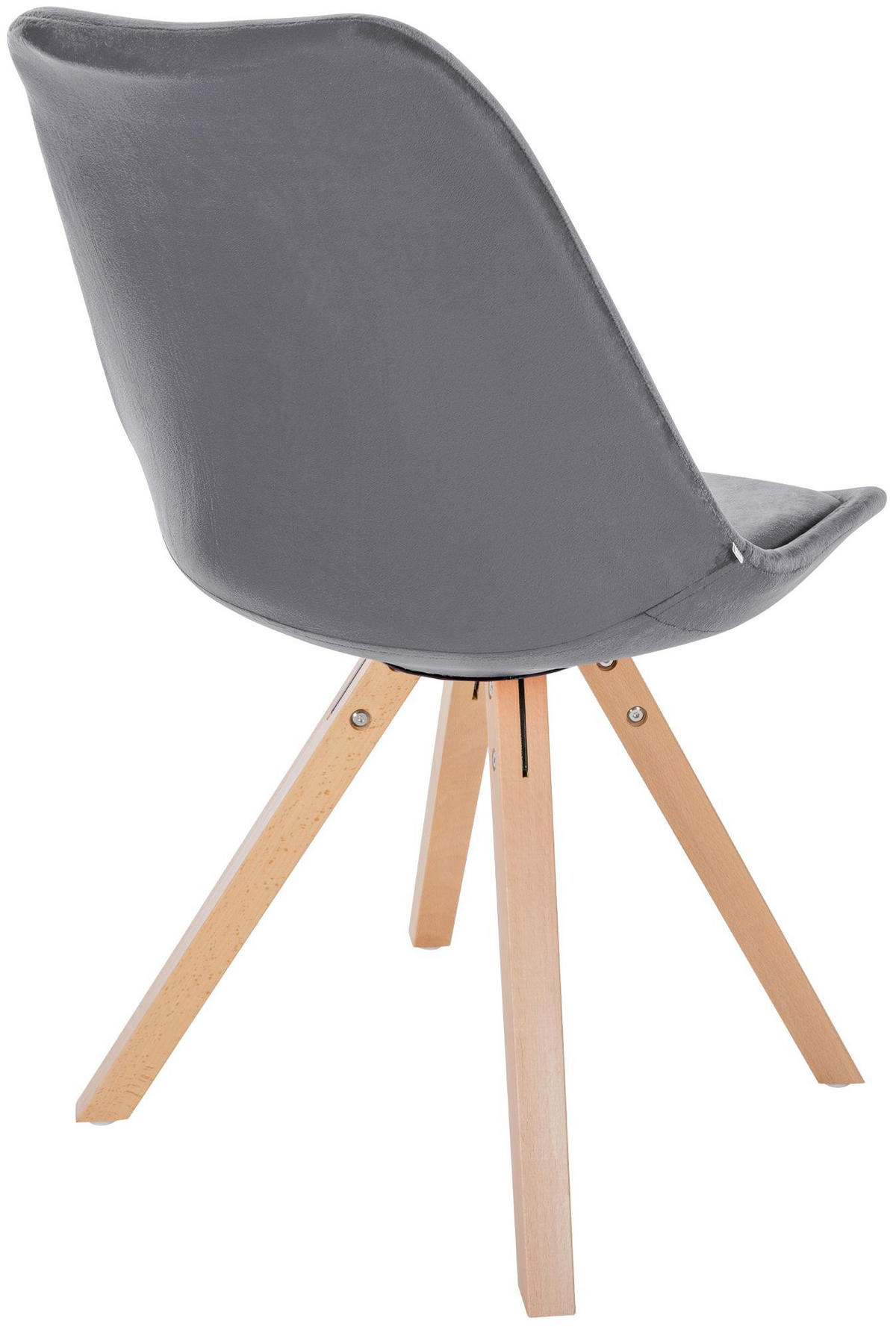 STUHL 4er Set Samt grau - Naturfarben/Grau, Holz/Textil (48/81/54cm) - CLP