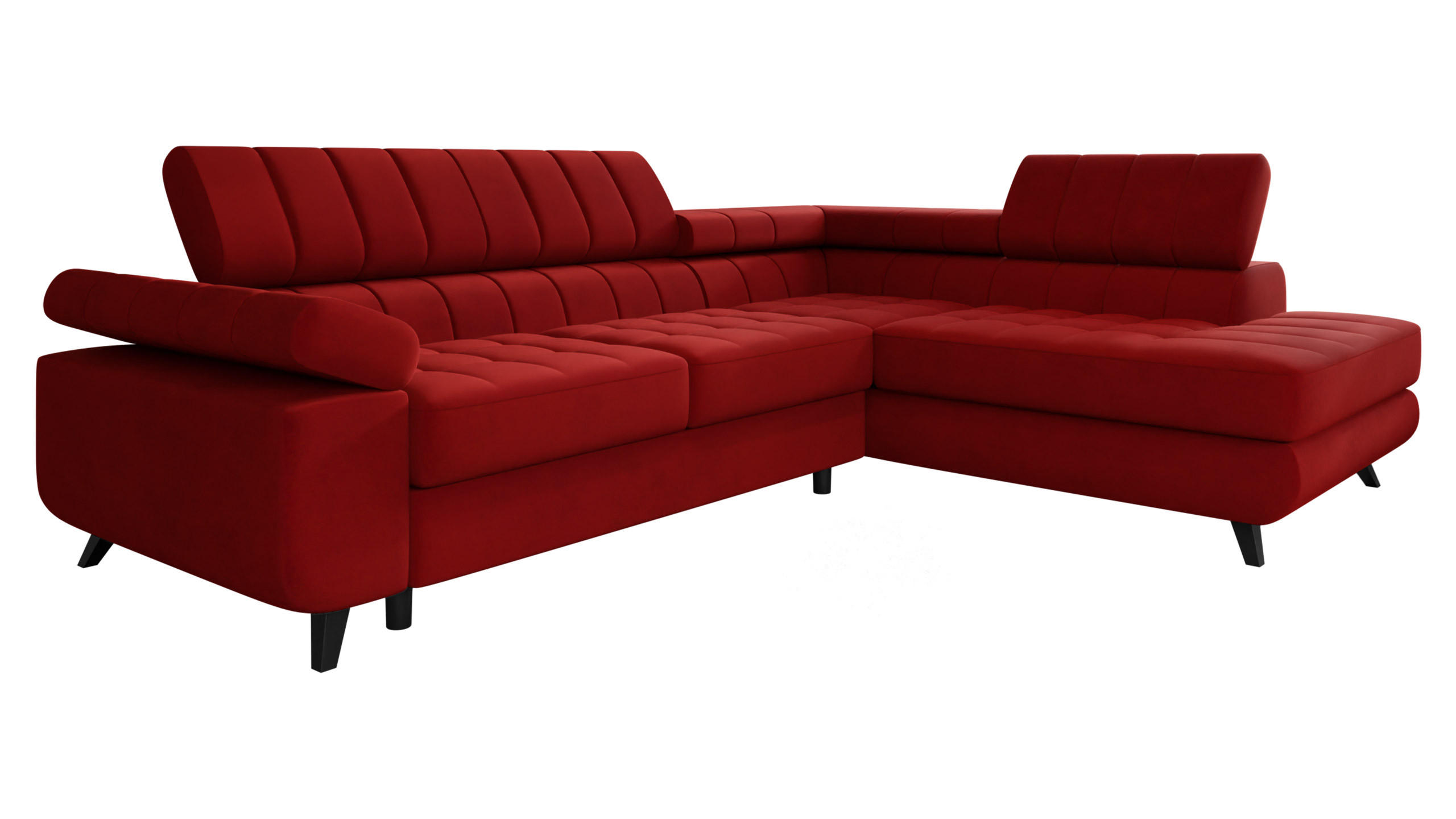ECKSOFA Nord Premium, Seite: Rechts - Anthrazit/Rot, Holz/Textil (264/203cm) - MIRJAN24