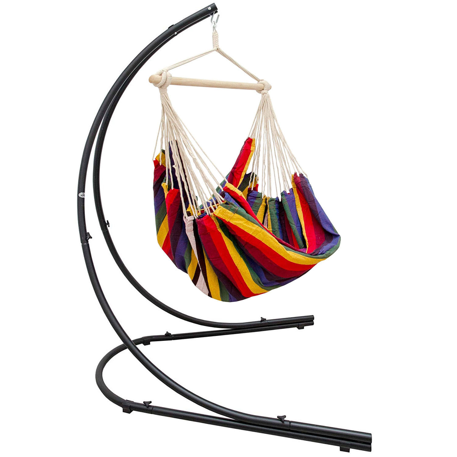 XL HÄNGESTUHL mit Gestell 210/140 cm , Multicolor/Schwarz - Multicolor, Textil (140/210/160cm) - Amanka