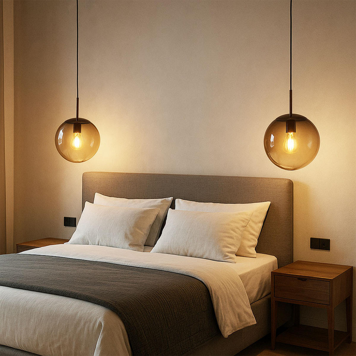 HÄNGELEUCHTE Glas Grau matt Rauchoptik 2er Set - Grau, Glas (20/20/120cm) - Globo Lighting