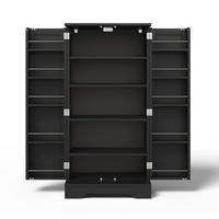 BUFFET 60/40/120.5 cm Schwarz mit LED-Sensorlicht - Schwarz, Holz (60/120/40cm) - Oxeza