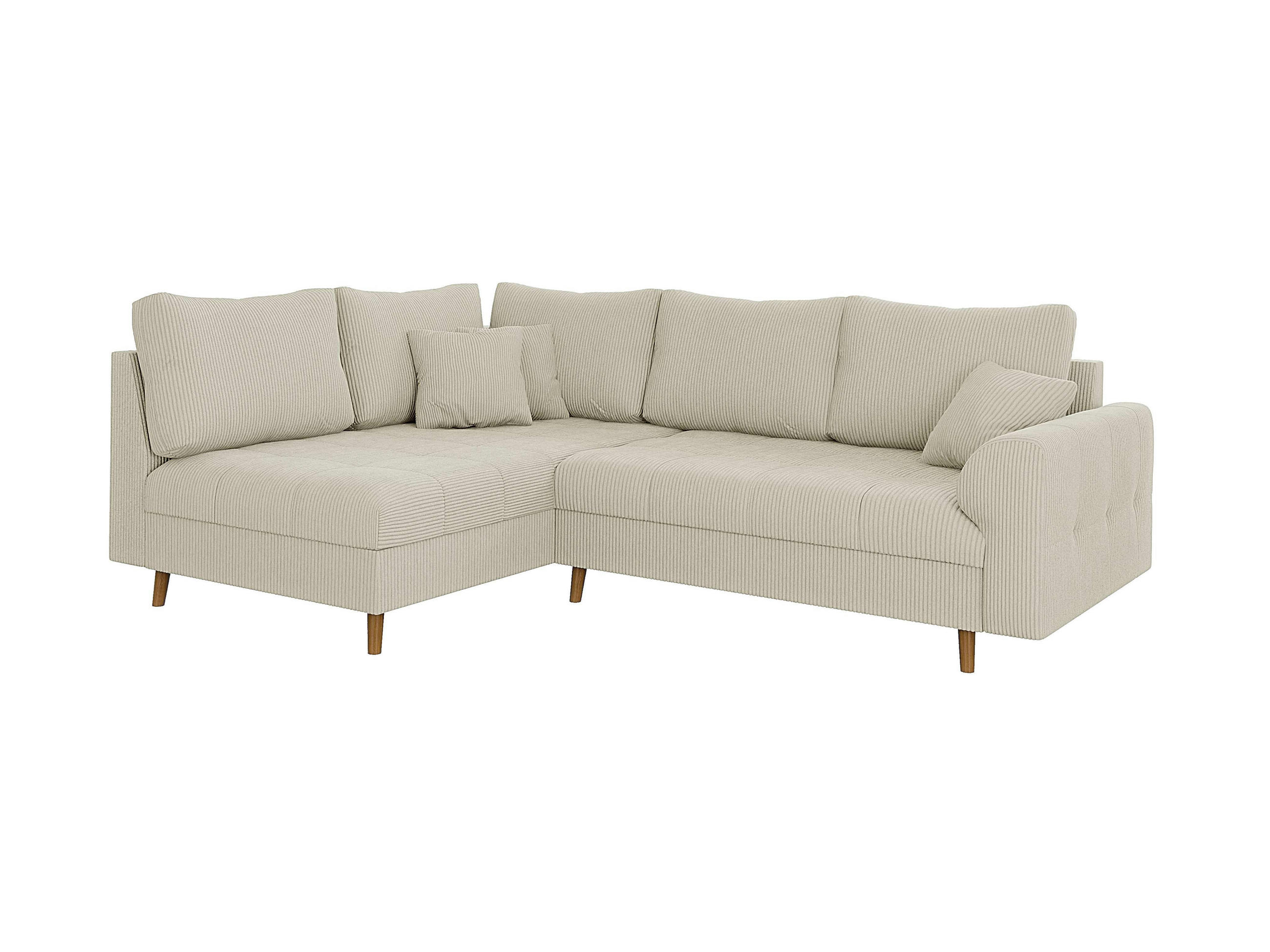 ECKSOFA Alma Beige Cord - Ottomane links - Beige/Braun, Holz/Textil (231/161cm) - S-Style Möbel