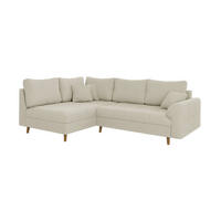 ECKSOFA Alma Beige Cord - Ottomane links - Beige/Braun, Holz/Textil (231/161cm) - S-Style Möbel