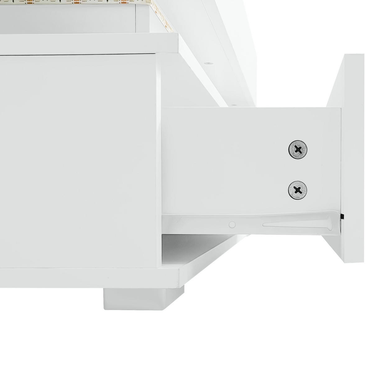 COUCHTISCH 100/50/44 cm weiß aus Spanplatte mit Höhenverstellung, LED-Beleuchtung und Stauraum - Weiß, Holzwerkstoff (100/50/44cm) - OKMYHOME