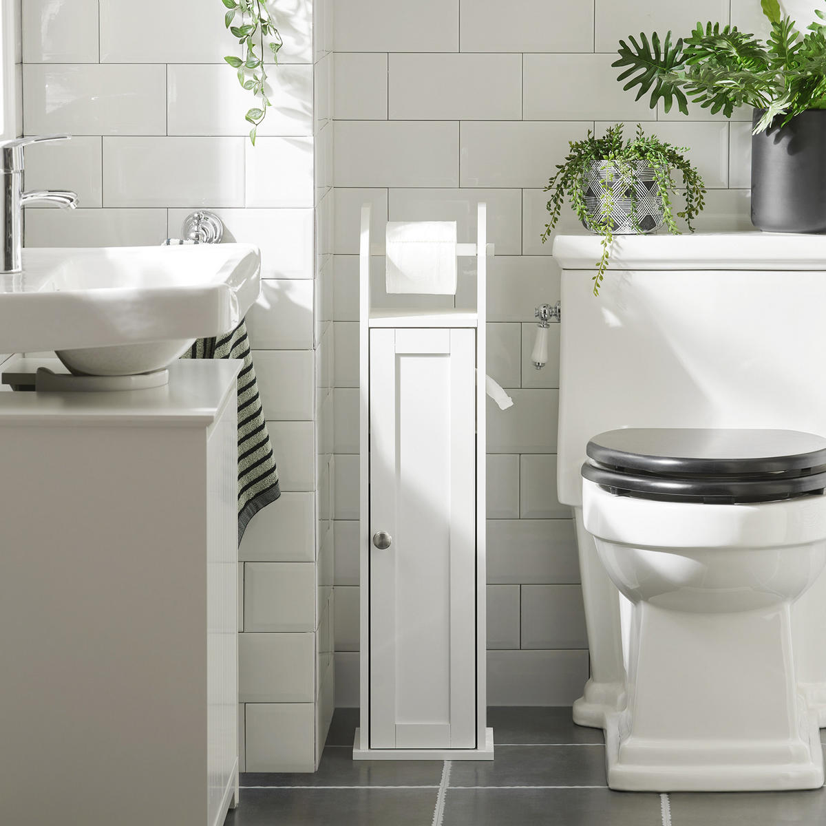 TOILETTENROLLENHALTER Weiß - Weiß, Holzwerkstoff (20/78/18cm) - SoBuy
