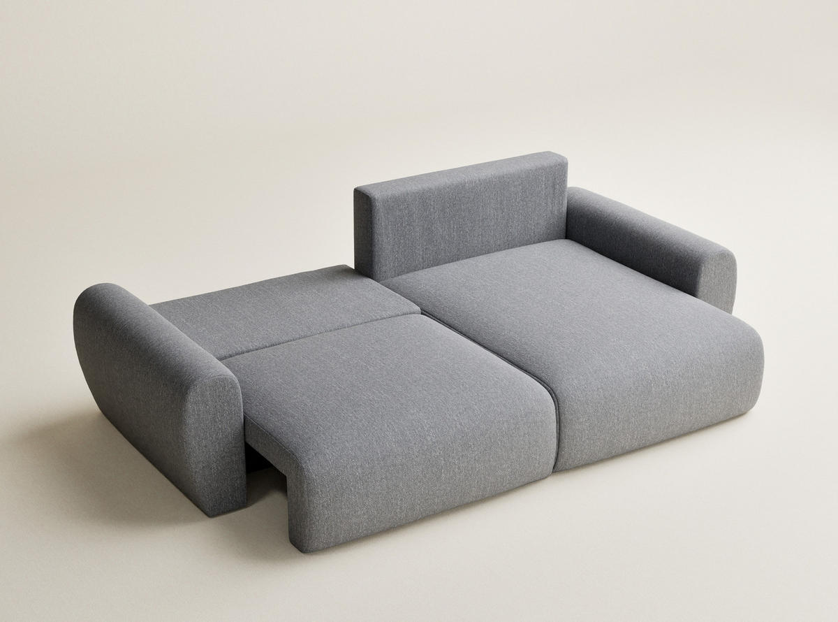 ECKSOFA MIT SCHLAFFUNKTION Numba Grau Webstoff - Schwarz/Grau, Holz/Holzwerkstoff (253/153cm) - Maison de Reve