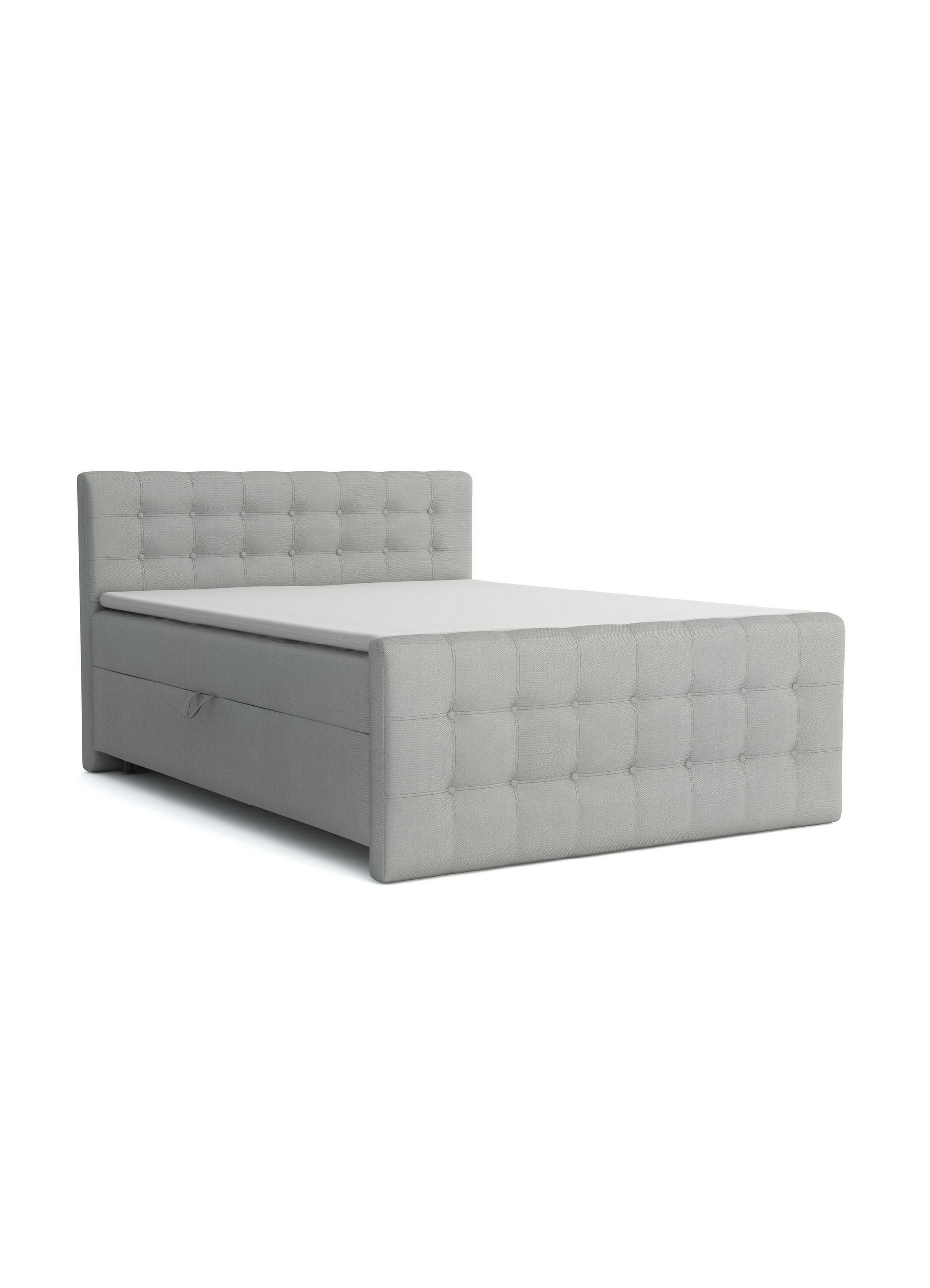 BOXBETT REEL 120/200 in Velours Hellgrau H4 - Hellgrau, Holz/Holzwerkstoff (120/200cm) - Deine Möbel 24