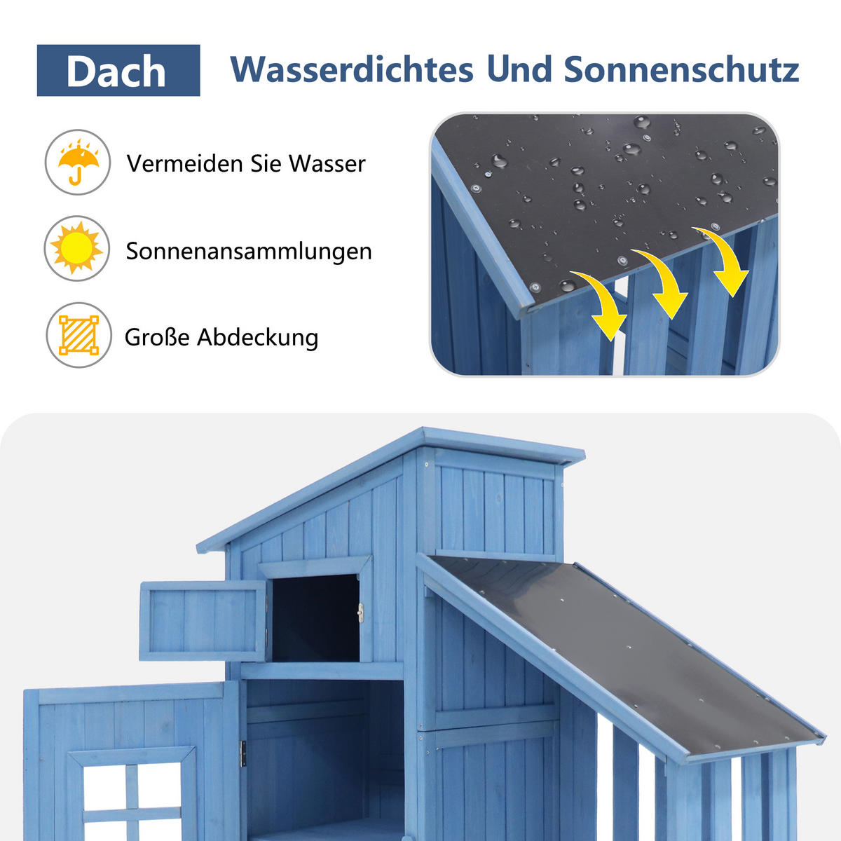GERÄTEHAUS 124x46x174cm Blau Für Kleine Gärten - Blau, Holzwerkstoff (46/174/124cm) - FLIEKS