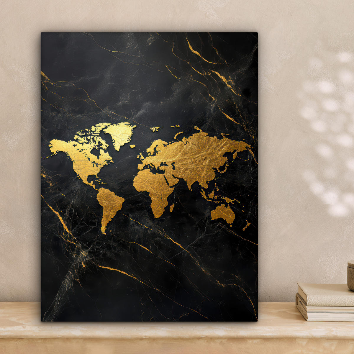 LEINWANDBILD Weltkarte - Gold - Marmor 30x40 cm - Goldfarben, Textil (30/40cm) - MuchoWow