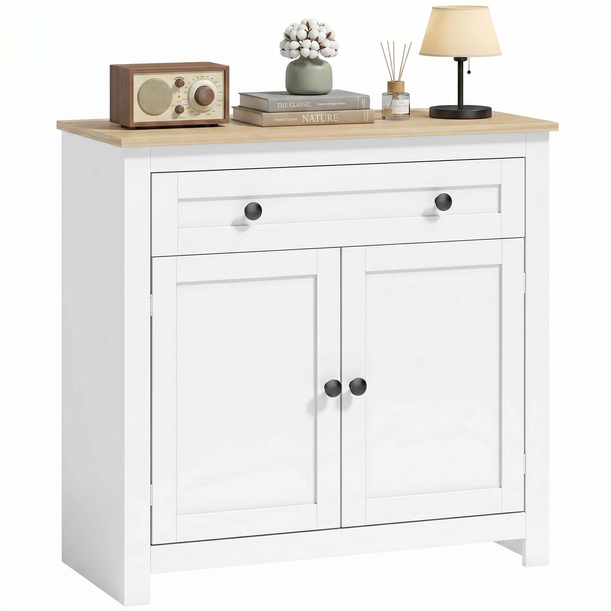 SIDEBOARD DE-08724 mit Schublade & verstellbarem Regal Weiß - Weiß, Holzwerkstoff (78.5/80/35cm) - ComfortXL