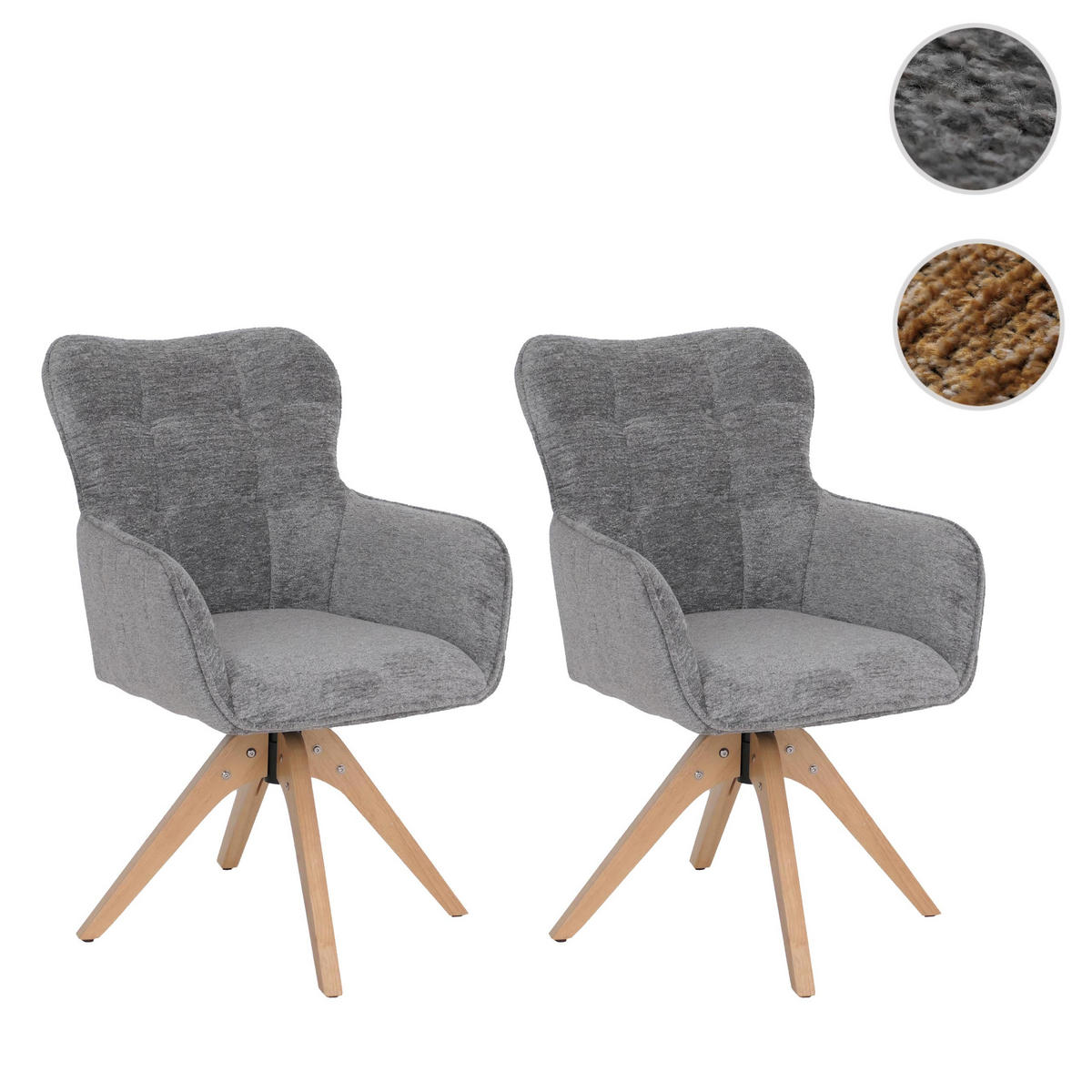 JÍDELNÍ ŽIDLE Šedá, sada 2 ks - šedá, textil (62/92/68cm) - MCW