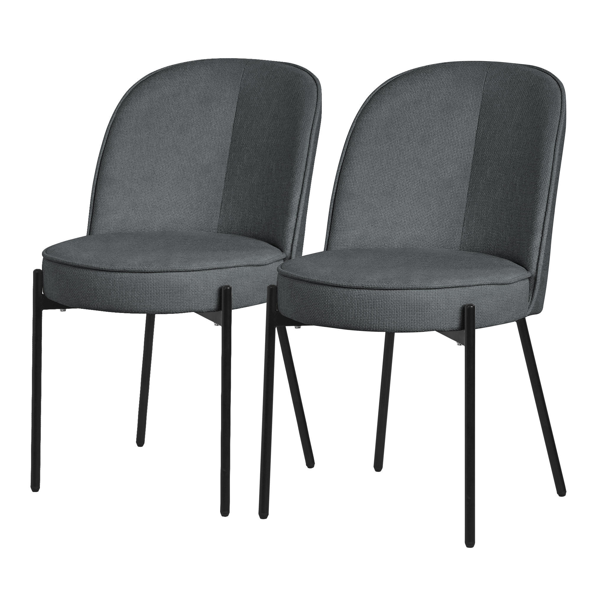 ML-DESIGN JÍDELNÍ ŽIDLE, sada 2 ks, v barvě antracit s látkovým potahem