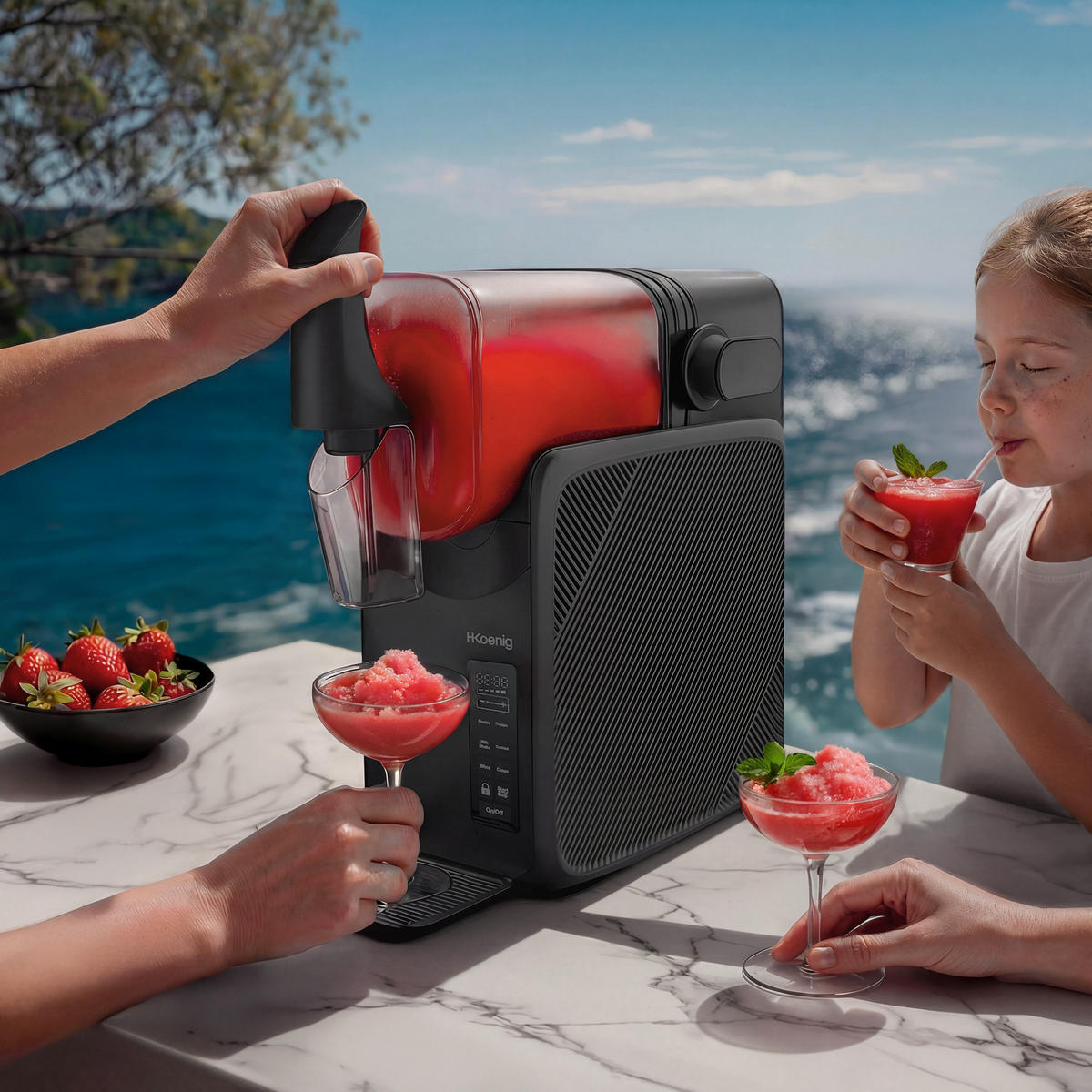 SLUSH-MASCHINE SLH800 Schwarz, mit 5 voreingestellten Modi, 2,5L - Schwarz, Kunststoff (23.7/46.8/45.6cm) - HKoenig